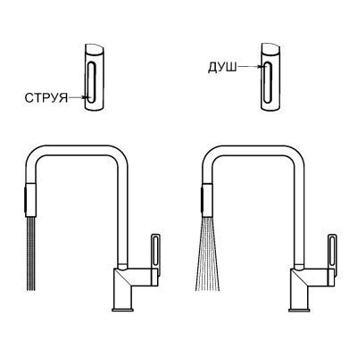 Смеситель для кухни GRANULA с выдвижным изливом (8173, ТУРМАЛИН) фото в интернет-магазине Русалия
