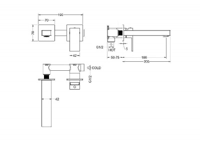 Смеситель для раковины настенный (внешняя и скрытая часть) AQUATEK AQ1613CR ЛИБРА фото в интернет-магазине Русалия