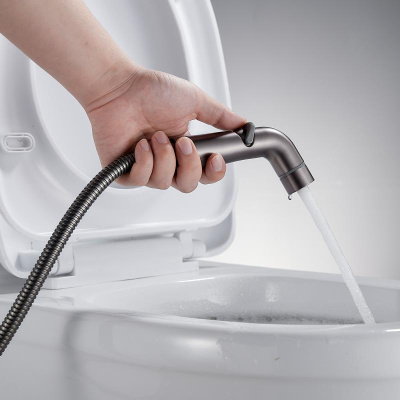 Гигиенический душ со смесителем Shevanik S4105T, оружейная сталь фото в интернет-магазине Русалия