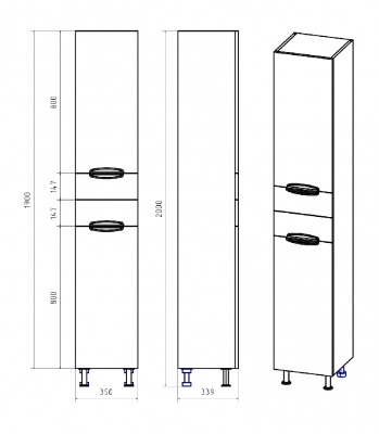 Шкаф - пенал Орхидея 35 левый П-Жас05035-011Л Misty фото в интернет-магазине Русалия
