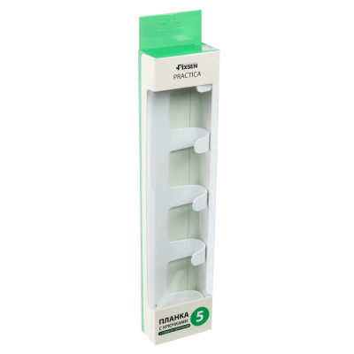 Планка с пятью крючками FIXSEN PRACTICA FX-805W-5, белый фото в интернет-магазине Русалия