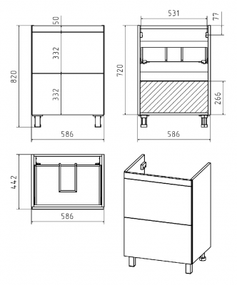 Тумба Атлантик 60 с раковиной Misty Атлантик 60 Misty фото в интернет-магазине Русалия