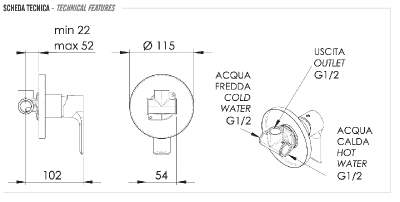 Смеситель для душа Remer Energy EY30 фото в интернет-магазине Русалия