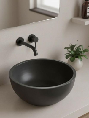 Раковина накладная бетонная Uperwood Belfast 30х30х13,5 см, круглая, графит 2091020327 фото в интернет-магазине Русалия