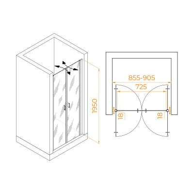 Душевая дверь RGW PA-104Gb 900, стекло прозрачное, профиль золото BRUSH фото в интернет-магазине Русалия