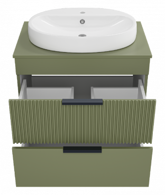 Тумба Enfida 70 (зеленая) с раковиной Ekokerama Doppia 65 Brevita фото в интернет-магазине Русалия