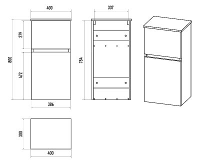 Шкаф Ива 40 подвесной универсальный (графит) П-Ива05040-48 Misty фото в интернет-магазине Русалия