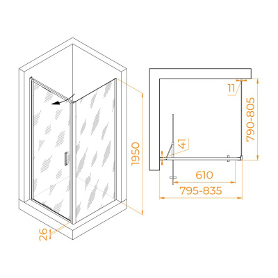 Душевой уголок RGW SV-135B 800x800, профиль черный, стекло прозрачное фото в интернет-магазине Русалия