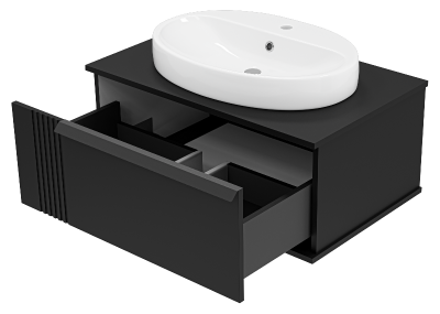 Тумба Savoy 80 подвесная (черная) с раковиной Ekokerama Doppia 65 Brevita фото в интернет-магазине Русалия