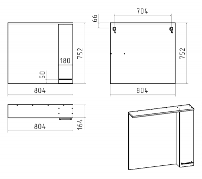 Зеркальный шкаф Крафт 80 правый П-Кра-02080-011П Misty фото в интернет-магазине Русалия