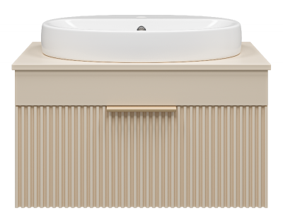 Тумба Enfida 70 подвесная (бежевая) с раковиной Ekokerama Doppia 65 Brevita фото в интернет-магазине Русалия