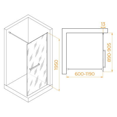 Душевая перегородка RGW WA-041B 900, стекло прозрачное, профиль черный фото в интернет-магазине Русалия