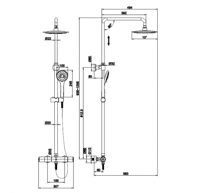 Душевая система с термостатом для душа Odra А63069 Cersanit фото в интернет-магазине Русалия