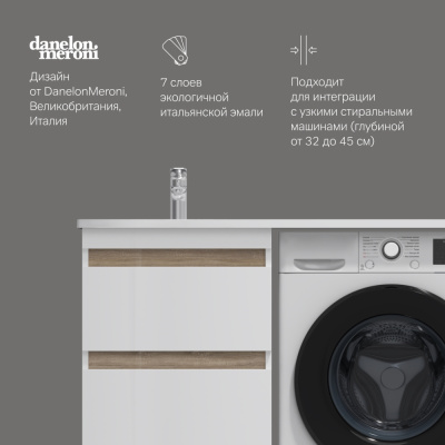 M85AFSX0602WG X-Joy, База под столешницу для стиральной машины, напольная, 60 см, 2 ящика, белый гля Am.Pm фото в интернет-магазине Русалия