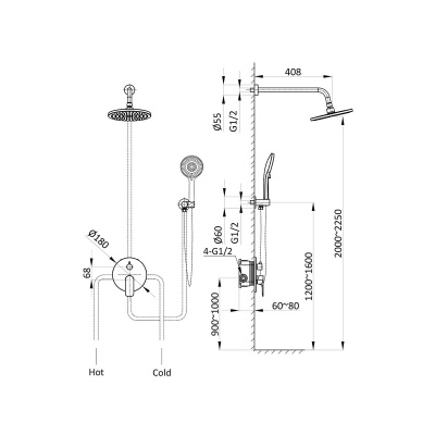 Душевой комплект Desire VSFW-1D1MB, встраиваемый, 2 режима, черный Vincea фото в интернет-магазине Русалия