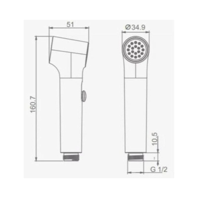 Лейка для гигиенического душа Raglo R460.05.06, черный фото в интернет-магазине Русалия