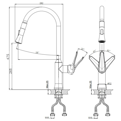 Смеситель для кухни RUSH Jawa (JA0735-24) фото в интернет-магазине Русалия