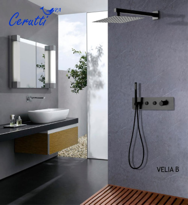 Панель VELIA B душевая встраиваемая из нержавеющей стали Ceruttispa CT10399, цвет черный фото в интернет-магазине Русалия