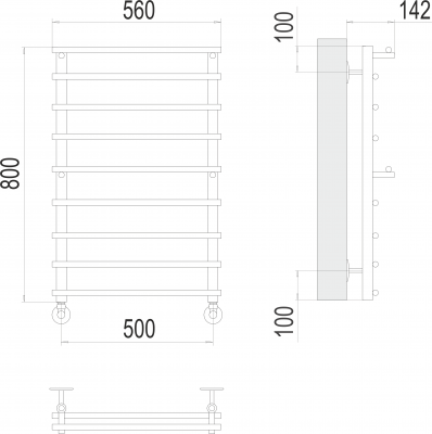 Водяной полотенцесушитель Вента П8 500х800 4670078530035 Terminus фото в интернет-магазине Русалия
