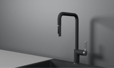 Смеситель для кухни GRANULA с выдвижным изливом (8173, ГРАФИТ) фото в интернет-магазине Русалия