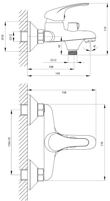 Смеситель для ванны Rossinka (A35-30) фото в интернет-магазине Русалия