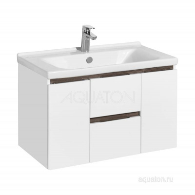 Тумба под раковину AQUATON Рене 80 белый, грецкий орех 1A258601NRC80 фото в интернет-магазине Русалия