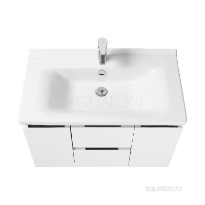 Тумба под раковину AQUATON Рене 80 белый, грецкий орех 1A258601NRC80 фото в интернет-магазине Русалия
