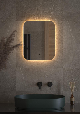 Зеркало  с LED-подсветкой настенное OPTI DEFESTO 40x50 см, DF 2811R фото в интернет-магазине Русалия