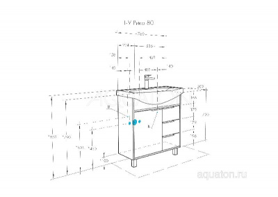 Тумба под раковину AQUATON Рико 80 белый, ясень фабрик 1A215401RIB90 фото в интернет-магазине Русалия