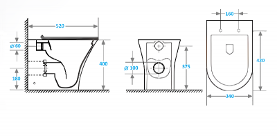 Унитаз BERNINA F приставной безободковый Ceruttispa CT7842 (520х340х400) фото в интернет-магазине Русалия