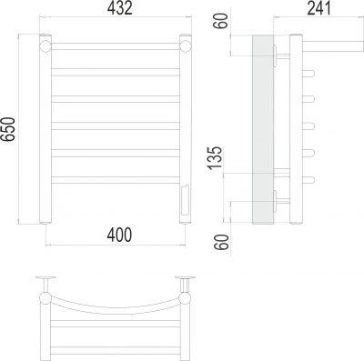 Электрический полотенцесушитель Классик с/п П6 400х650  4670078531384 Terminus фото в интернет-магазине Русалия