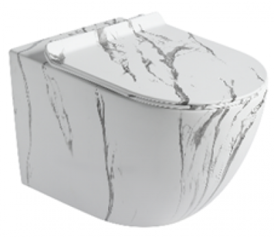 Унитаз подвесной Ceramalux 2213-K белый мрамор фото в интернет-магазине Русалия