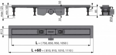 Водоотводящий желоб APZ12-950 Optimal (950 мм) AlcaPlast фото в интернет-магазине Русалия