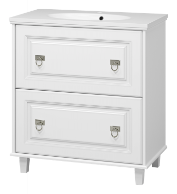 Тумба Версаль 80 (белая) с раковиной Эстет Вегас 80 Misty фото в интернет-магазине Русалия