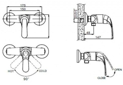Смеситель для душа Fit F9135188CP-01 Bravat фото в интернет-магазине Русалия