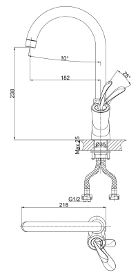 Смеситель для кухни DK Venice Baciano (DA1032459) фото в интернет-магазине Русалия