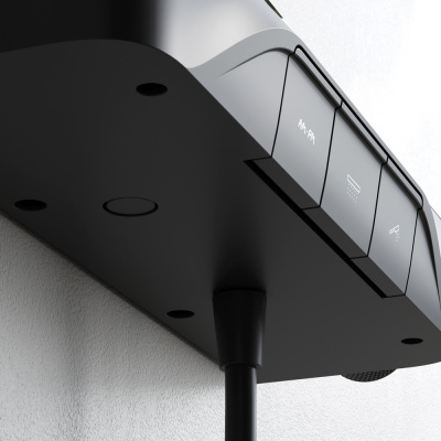 F078F222 Func, душ. система: см-ль-полка д/душа с ТМС: душ.штанга, верхн. душ квадр., ручн.душ, черн фото в интернет-магазине Русалия