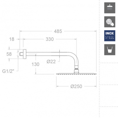 Излив тропического душа настенный круглый латунь HIDROTERAPIA BHRM250OC золото брашированное Ramon Soler фото в интернет-магазине Русалия