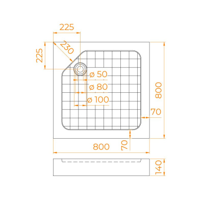 Душевой поддон квадратный RGW SMC-W Белый 800x800 фото в интернет-магазине Русалия