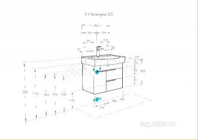 Тумба под раковину AQUATON Беверли 65 белый 1A235301BV010 фото в интернет-магазине Русалия