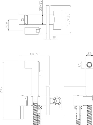 Смеситель гигиенический душ Rossinka X (X25-53) фото в интернет-магазине Русалия