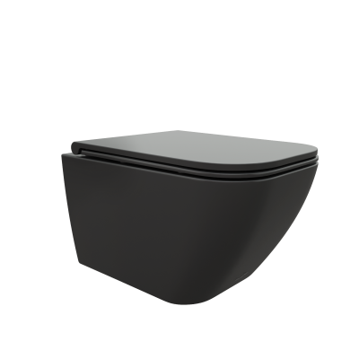 Унитаз MIMI Aria MB подвесной безободковый черный матовый, ТЕРМООБЖИГ (не плёнка) CT8920 Ceruttispa (510х350х355) фото в интернет-магазине Русалия