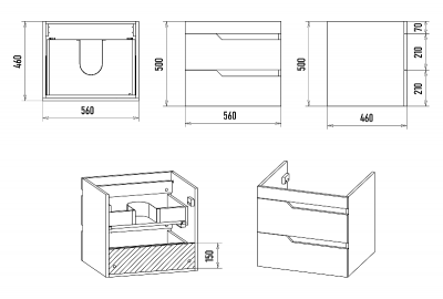 Тумба Софт 60 подвесная с раковиной Misty Алиса 58 Misty фото в интернет-магазине Русалия