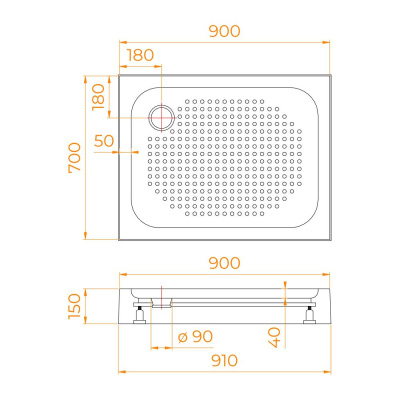 Душевой поддон прямоугольный RGW LUX/TN (Литой экран) 700x900 700x900 фото в интернет-магазине Русалия