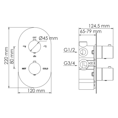 Elbe 7444 Thermo Термостатический смеситель для ванны и душа Wasserkraft фото в интернет-магазине Русалия