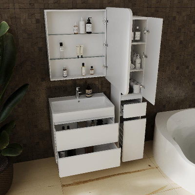 Тумба подвесная "Атлантика 70", Люкс антискрейч, PLUS + Умывальник Атлантик 70 фото в интернет-магазине Русалия