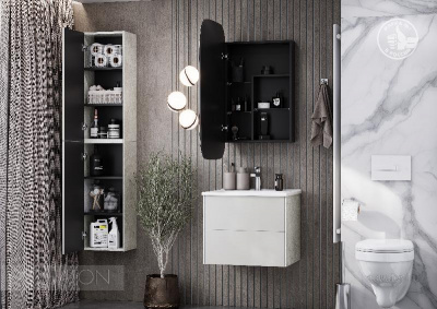 Зеркальный шкаф AQUATON Сохо 60 графит правый 1A258302AJA0R фото в интернет-магазине Русалия