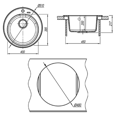 Кухонная мойка Florentina НИКОСИЯ 20.135.B0510.302, антрацит фото в интернет-магазине Русалия