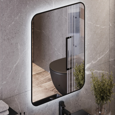 BOND M35ZE-6080 Зеркало прямоугольное Loft 60х80см с подсветкой и черным обрамлением фото в интернет-магазине Русалия