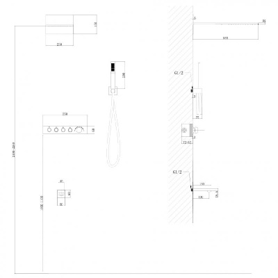 Душевая система ABBER Rund AF8753NG скрытого монтажа с изливом, термостат, никель фото в интернет-магазине Русалия